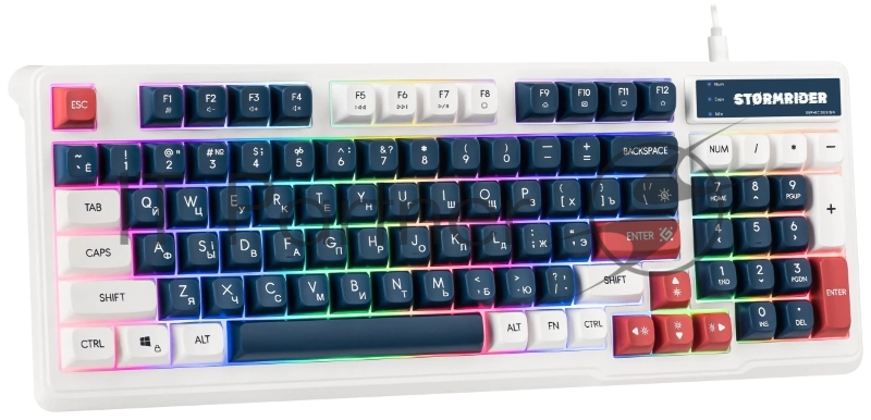 Игровая клавиатура проводная Defender Stormrider GK-425 RU,бел/син,94кн+FN,радуж,1.75м