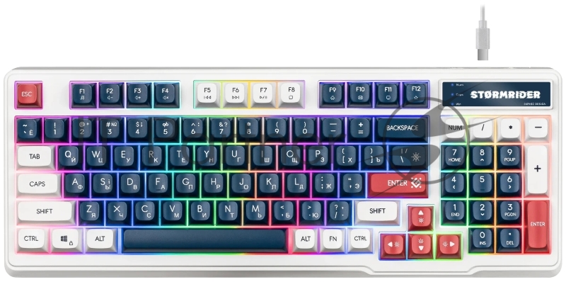 Игровая клавиатура проводная Defender Stormrider GK-425 RU,бел/син,94кн+FN,радуж,1.75м
