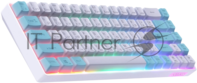 Клавиатура беспроводная Defender Deron GK-098 RU,бел/син,68кн+FN,радуж,2.4G_1