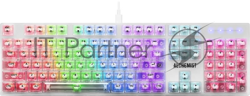 Механическая клавиатура Defender Alchemist GK-000 RU,прозрач,104кн+FN,радуж,1.5м