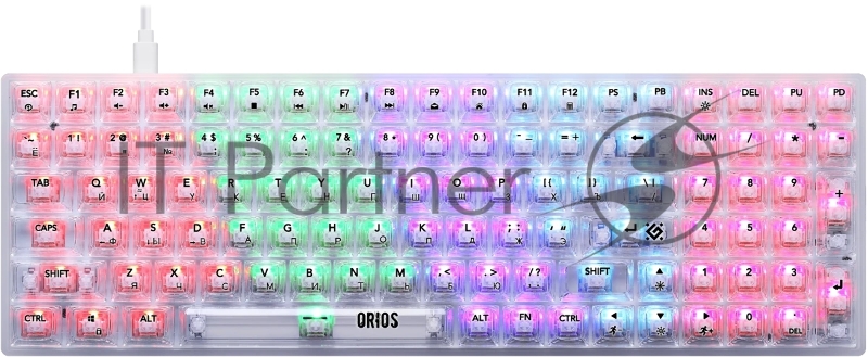 Механическая клавиатура Defender Orios GK-149 RU,прозрач,100кн+FN,радуж,1.5м