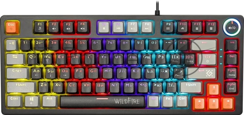 Механическая клавиатура Defender Wildfire GK-213 RU,чер/сер,82кн,TNT розов,1.5м_1