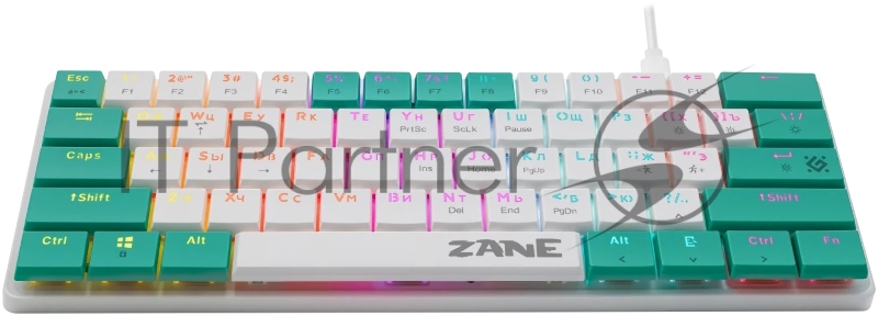 Механическая клавиатура Defender Zane GK-089 RU,бел/зелен,61кн,1.5м,LowRed_1