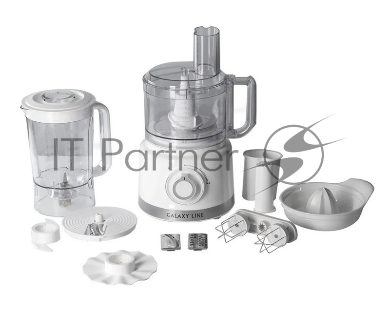 Кухонный комбайн Galaxy Line GL 2309, белый, пластик. чаша 1,5 л, 1000 Вт, 2 скорости и импульс. режим