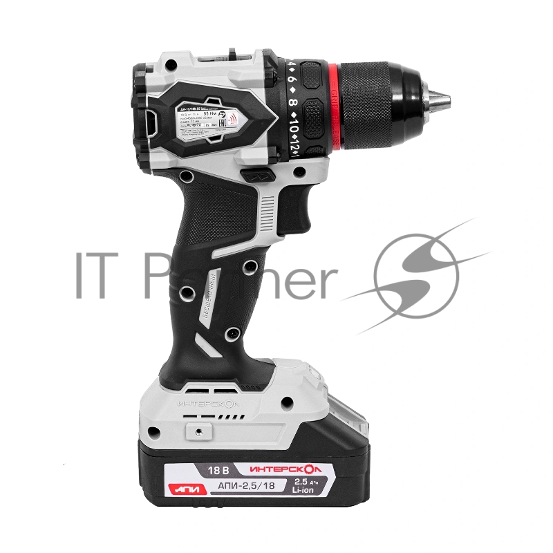 Дрель-шуруповерт Интерскол ДА-13/18В 55 без аккум. и ЗУ 600Вт аккум. патрон:быстрозажимной (952.0.0.70)