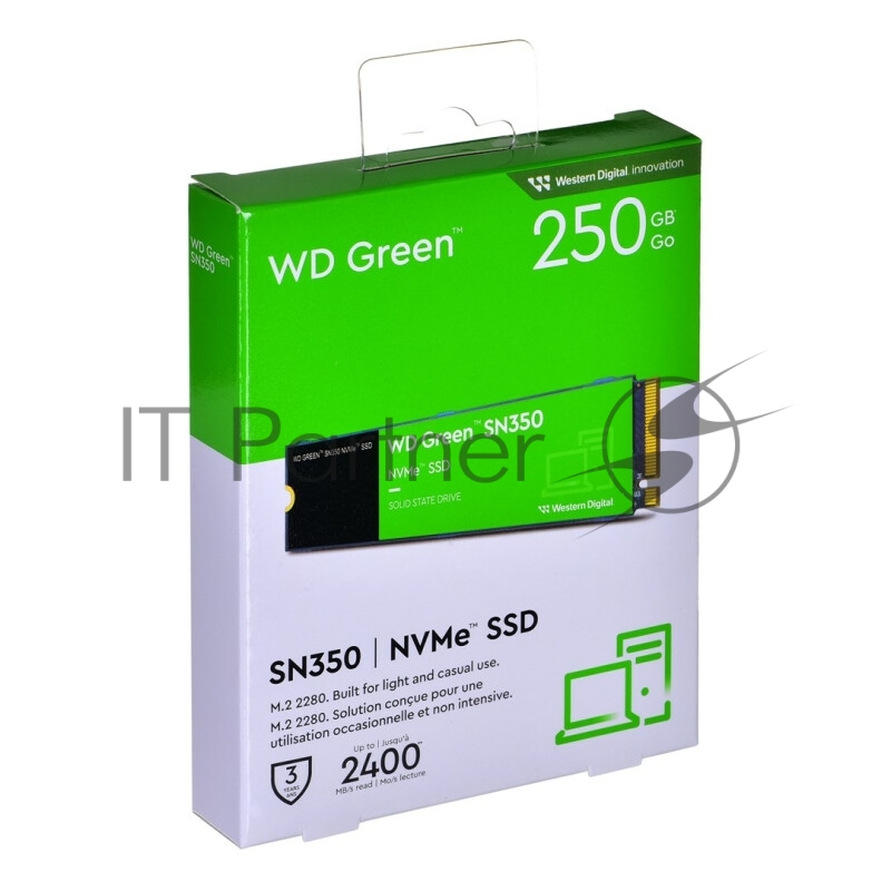 Твердотельный накопитель SSD WD Green 240GB M.2 2280 WDS240G2G0C Client SATA 6Gb/s, 2400/900, 3D TLC, 40TBW, Retail (882383) {10}