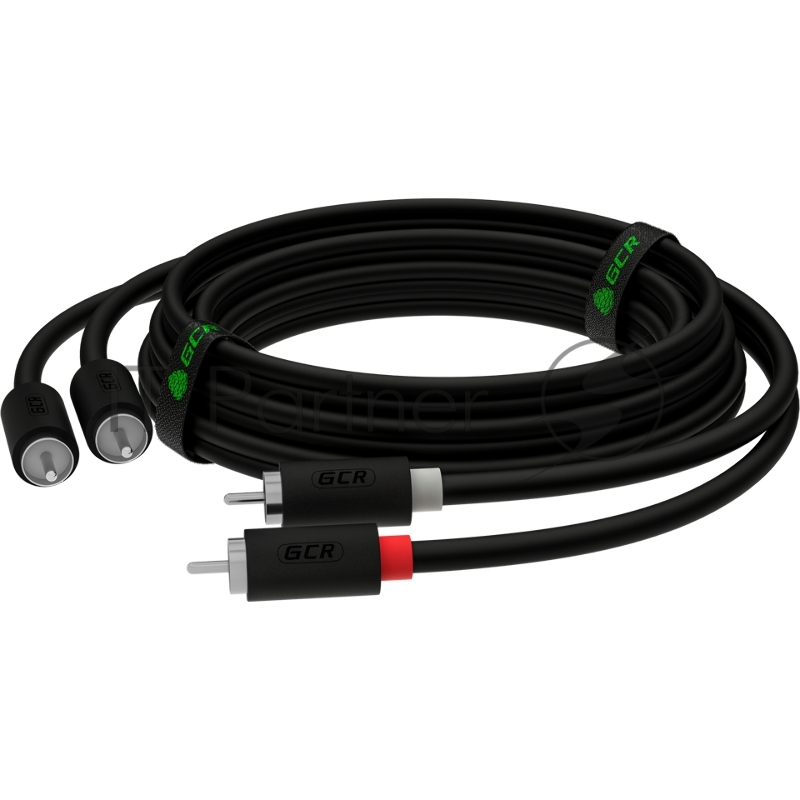 Кабель GCR 5.0m аудио 2 х RCA / 2 х RCA, черный, GCR-54131