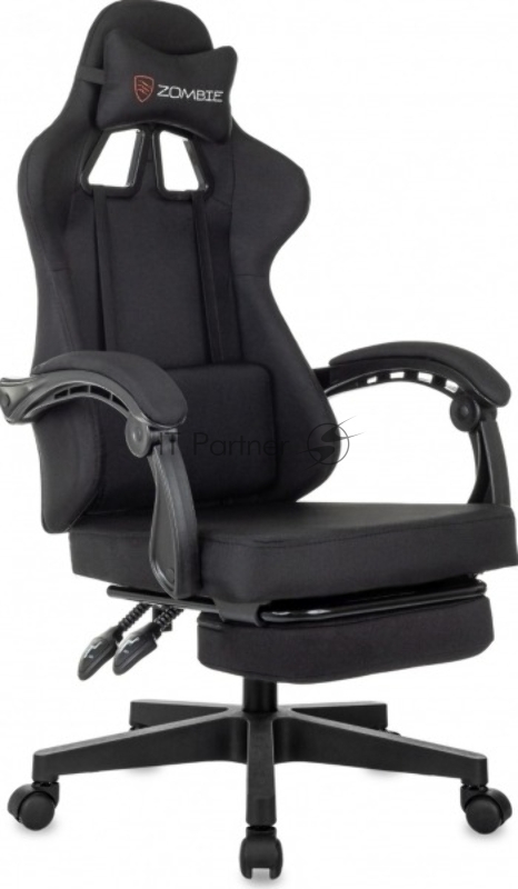 Кресло игровое Zombie 3 черный Neo Black крестов. пластик подст.для ног