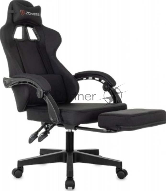 Кресло игровое Zombie 3 черный Neo Black крестов. пластик подст.для ног