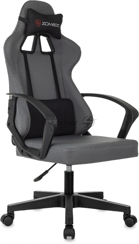 Кресло игровое Zombie 1 серый/черный крестов. пластик
