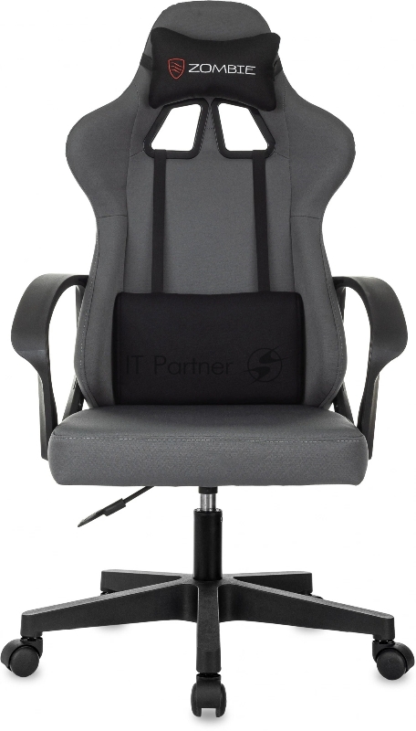 Кресло игровое Zombie 1 серый/черный крестов. пластик