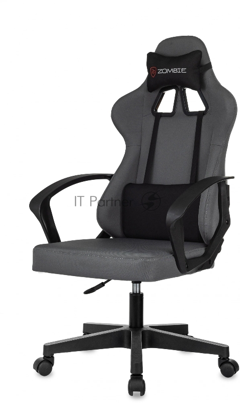 Кресло игровое Zombie 1 серый/черный крестов. пластик