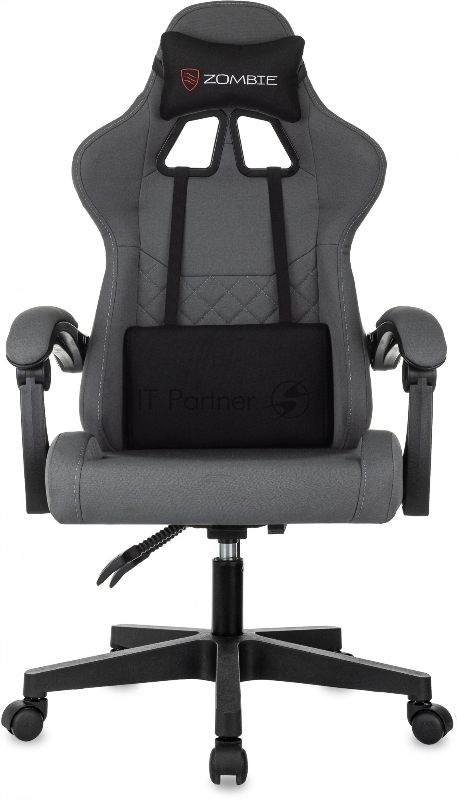 Кресло игровое Zombie 2 серый/черный крестов. пластик