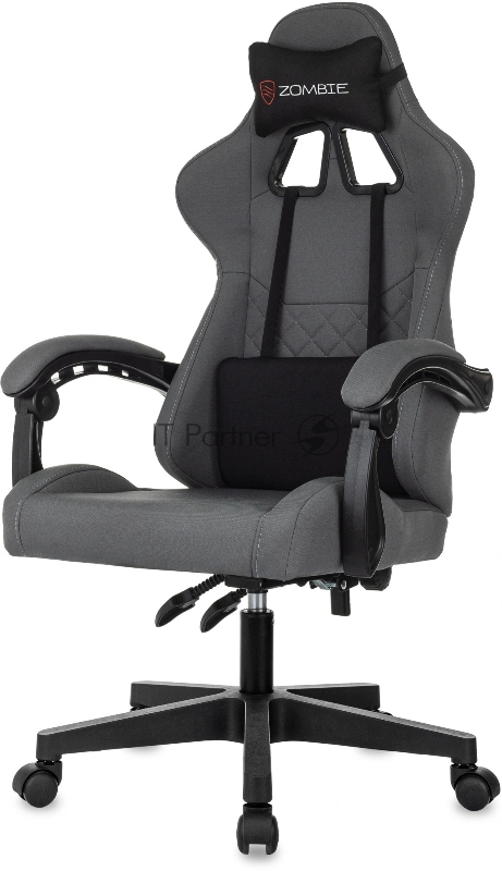 Кресло игровое Zombie 2 серый/черный крестов. пластик