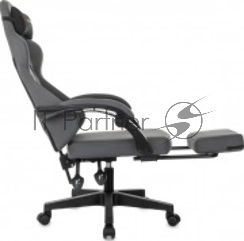 Кресло игровое Zombie 3 серый/черный крестов. пластик подст.для ног