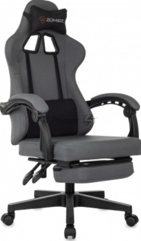 Кресло игровое Zombie 3 серый/черный крестов. пластик подст.для ног