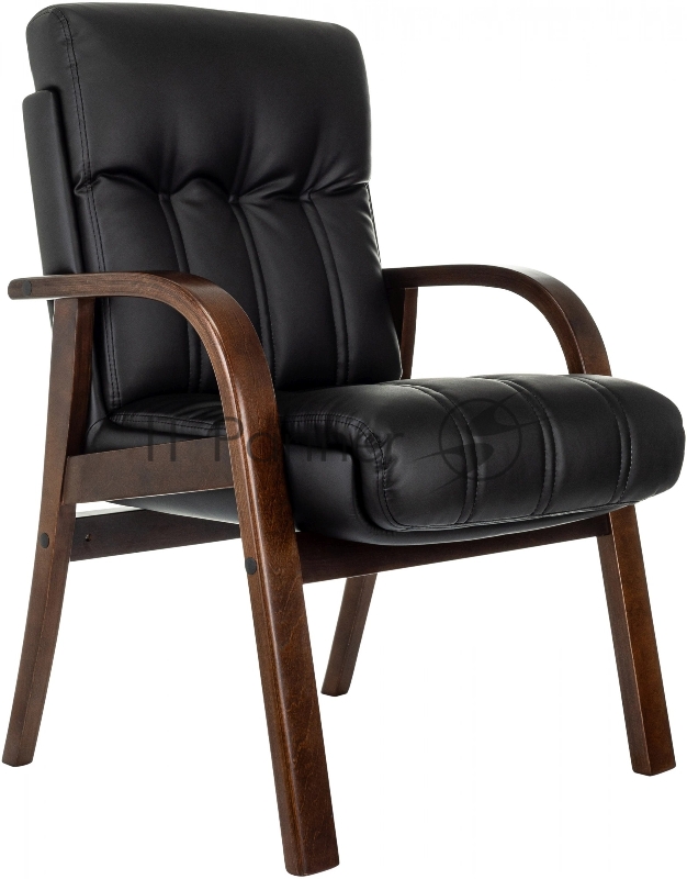 Кресло Бюрократ T-9932W-CF-Eco черный эко.кожа на ножках дерево