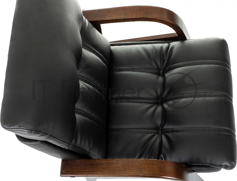 Кресло Бюрократ T-9932W-CF-Eco черный эко.кожа на ножках дерево