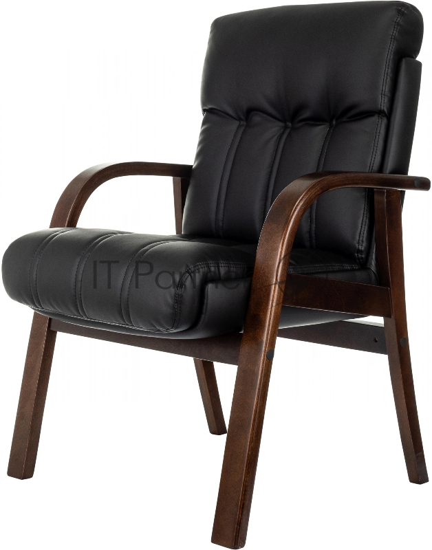 Кресло Бюрократ T-9932W-CF-Eco черный эко.кожа на ножках дерево