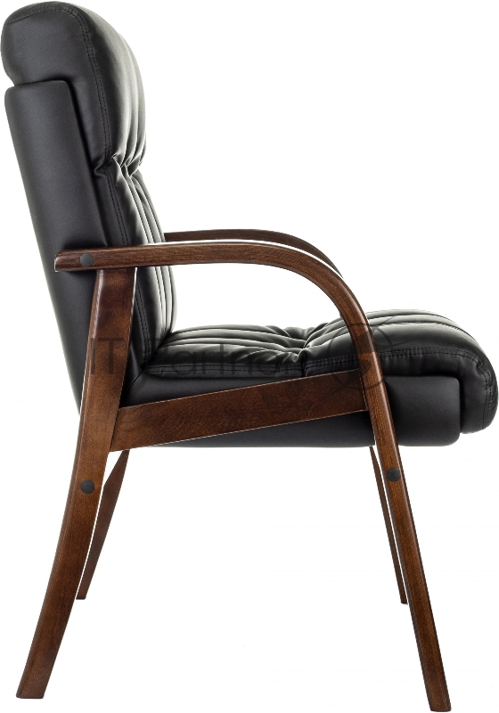 Кресло Бюрократ T-9932W-CF-Eco черный эко.кожа на ножках дерево