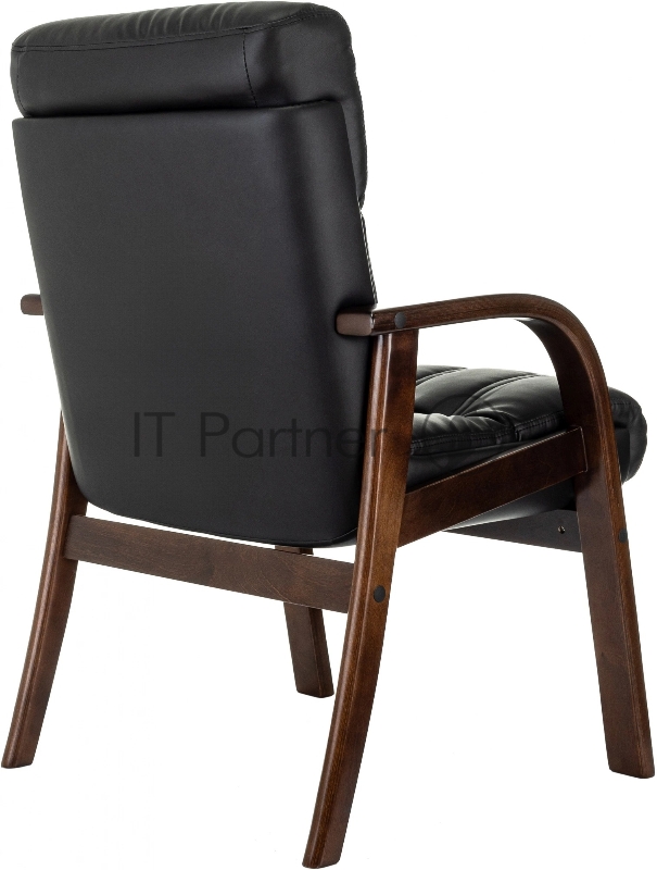 Кресло Бюрократ T-9932W-CF-Eco черный эко.кожа на ножках дерево