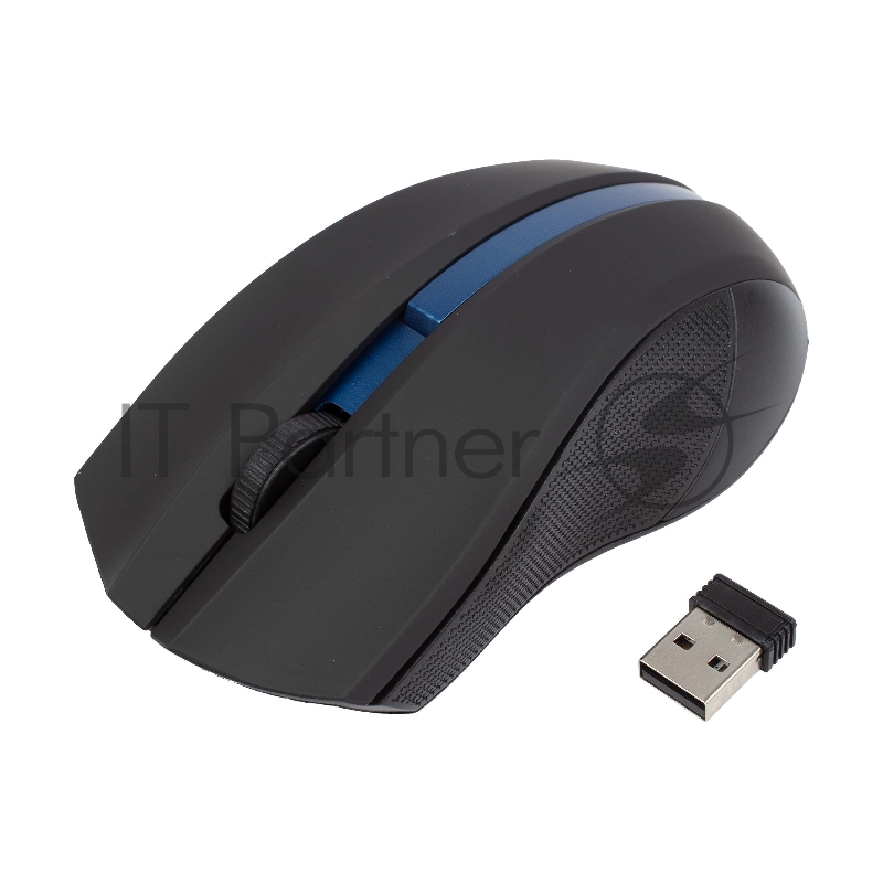 Мышь беспроводная HIPER HOMW-074 /1000 dpi/оптический/3 кнопки/Soft-touch покрытие/USB-приемник/2,4 ГГц/батарея 2хААА/черный и синий (HOMW-074)