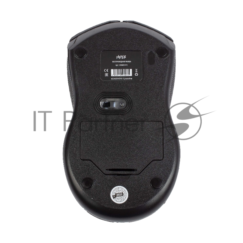 Мышь беспроводная HIPER HOMW-074 /1000 dpi/оптический/3 кнопки/Soft-touch покрытие/USB-приемник/2,4 ГГц/батарея 2хААА/черный и синий (HOMW-074)