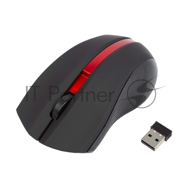 Мышь беспроводная HIPER HOMW-073 /1000 dpi/оптический/3 кнопки/Soft-touch покрытие/USB-приемник/2,4 ГГц/батарея 2хААА/черный и красный (HOMW-073)