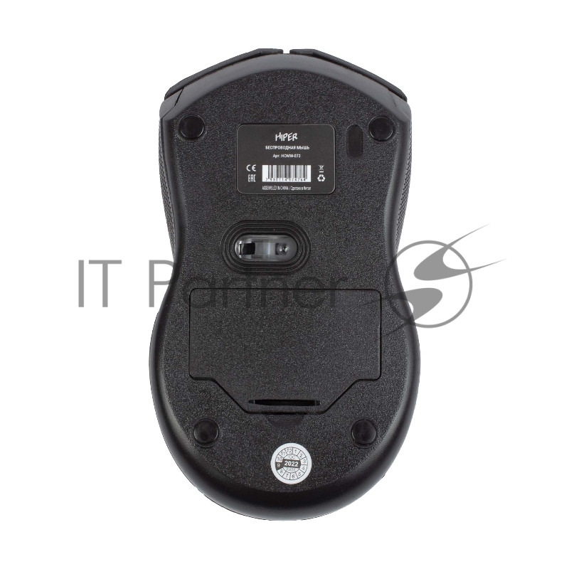 Мышь беспроводная HIPER HOMW-073 /1000 dpi/оптический/3 кнопки/Soft-touch покрытие/USB-приемник/2,4 ГГц/батарея 2хААА/черный и красный (HOMW-073)