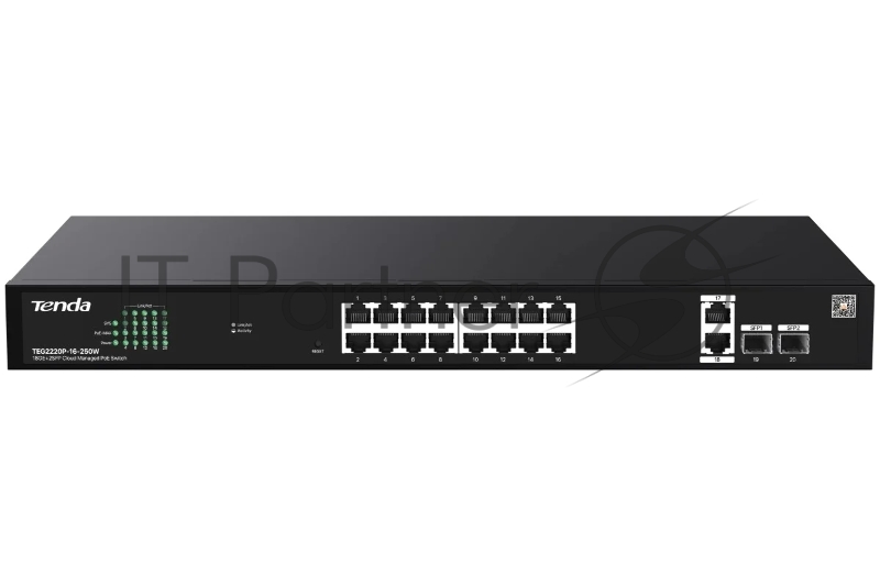 Коммутатор управляемый PoE Tenda TEG2220P-16-250W, 18 портов, 18x1 Гбит/с, SFP 2x1 Гбит/с, PoE 16x30Вт (до 230Вт)
