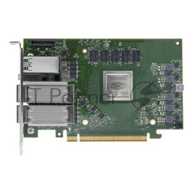 Плата сетевого контроллера, Mellanox Bluefield-2 P-Series SmartNIC 100GbE Dual-Port QSFP56, PCIe Gen4 x16, Crypto Disabled, 16GB on-board DDR, 1GbE OOB management, Tall Bracket, FHHL. (SSTMBF2H516ACENOT)