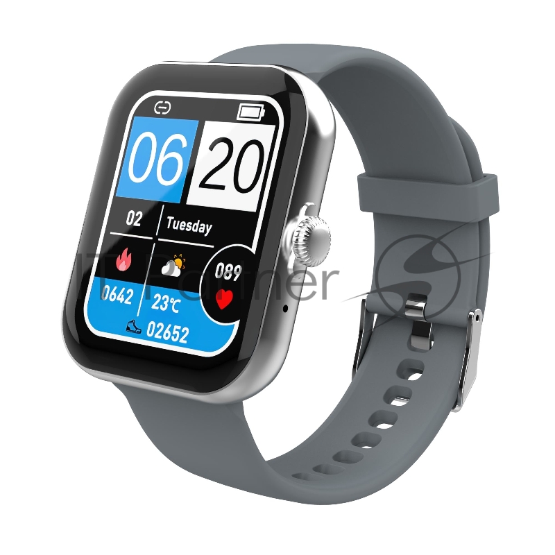 Умные часы HIPER IoT Watch Active Rose /240 мАч/Bluetooth 5.1 LE/пульсометр/акселерометр/уро кислорода/температура тела/до 12 дней работы/розовый и серый ремешки (IOT WATCH ACTIVE ROSE)