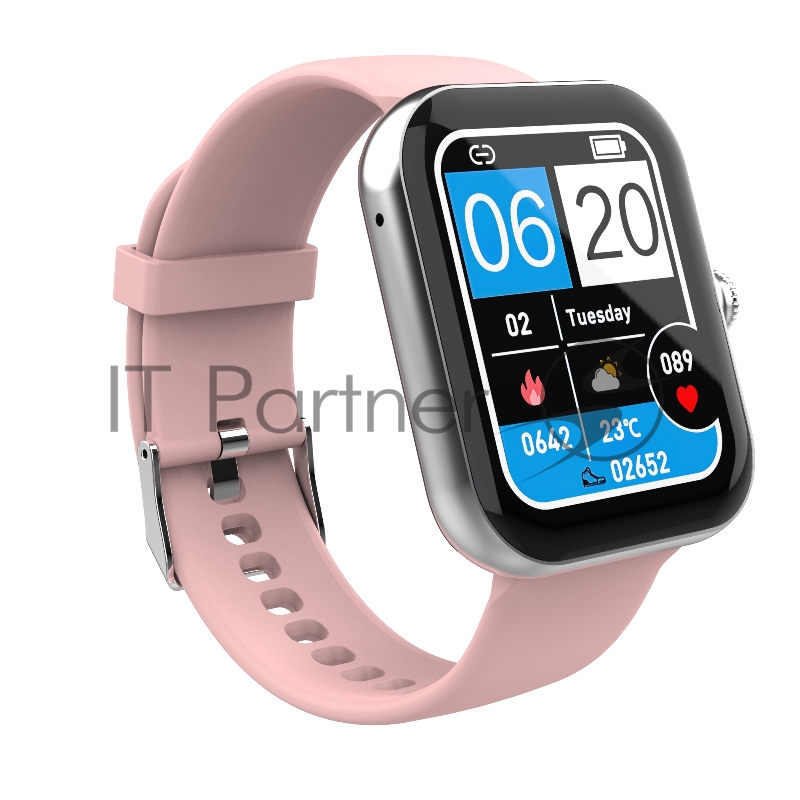 Умные часы HIPER IoT Watch Active Rose /240 мАч/Bluetooth 5.1 LE/пульсометр/акселерометр/уро кислорода/температура тела/до 12 дней работы/розовый и серый ремешки (IOT WATCH ACTIVE ROSE)