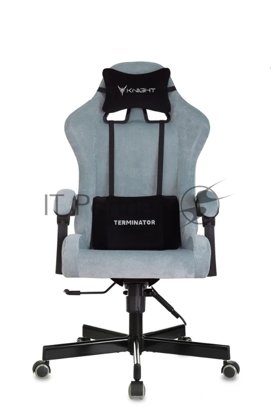 Кресло игровое Knight Terminator серо-голубой Light-28, крестов. металл