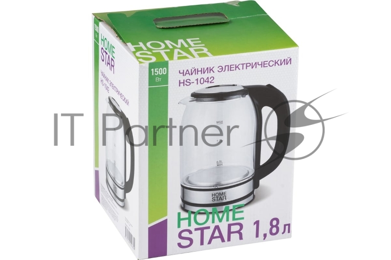 Чайник электрический HOMESTAR HS-1042 черный 1,8 л, 2200 Вт