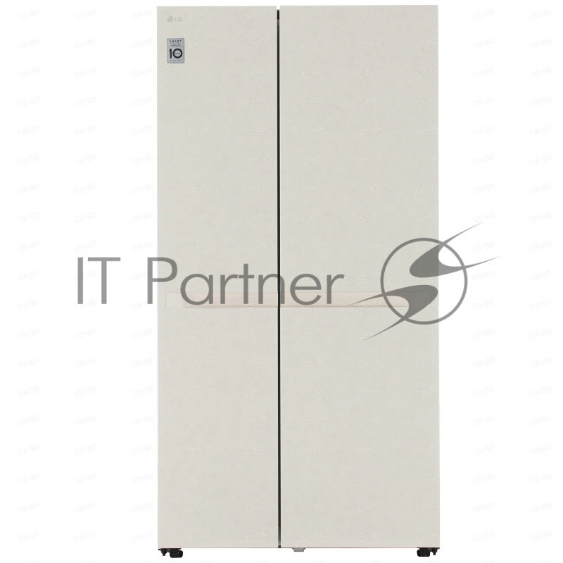 Холодильник LG GC-B257KEHW бежевый двухкамерный 422/206 л., морозилка слева, No Frost, Side by Side