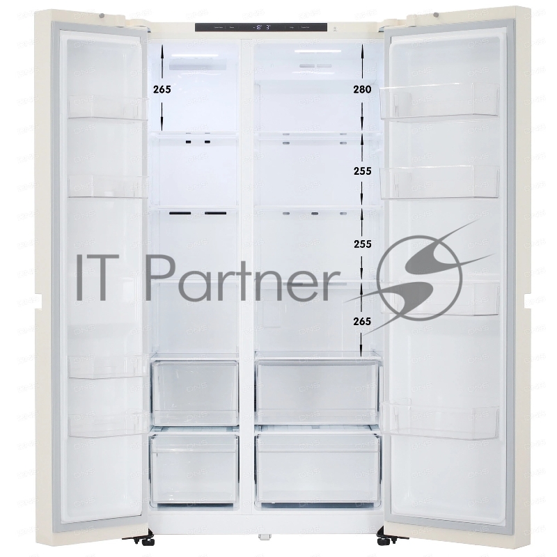 Холодильник LG GC-B257KEHW бежевый двухкамерный 422/206 л., морозилка слева, No Frost, Side by Side