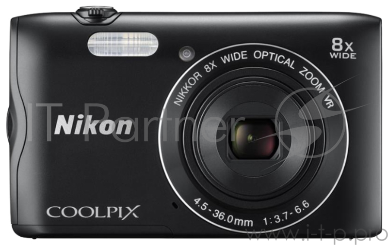 Цифровая фотокамера Nikon Coolpix A300 черный {20.1Mp, 8x zoom, SD, Wi-Fi, BT, USB}
