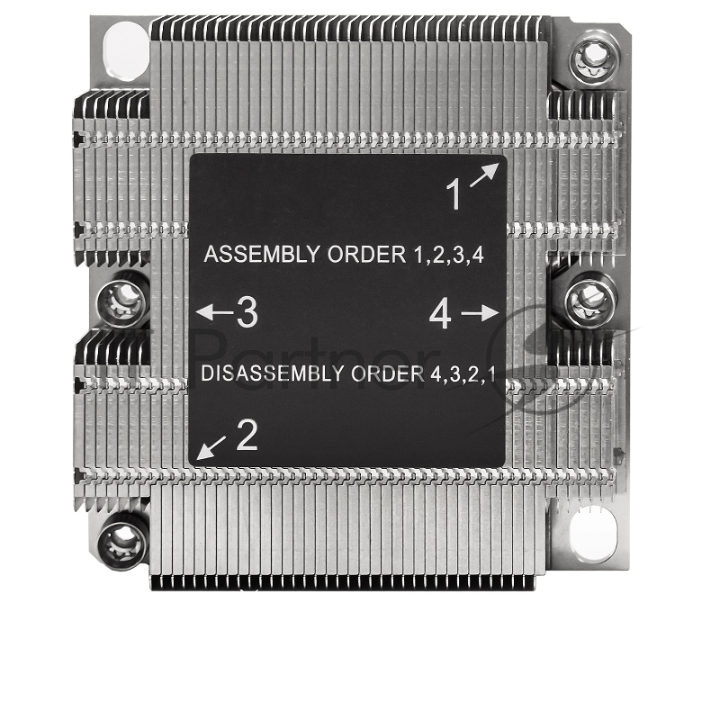 Радиатор+направляющая планка для процессора ExeGate ESNK-P0067P.1U.3647 + BKT-0126 (Al, 1U, 2 тепл. трубки, LGA3647, Square, TDP 165W, 230г, на винтах, с термопастой, в комплекте с направляющей планкой (back plate BKT-0126), RTL)