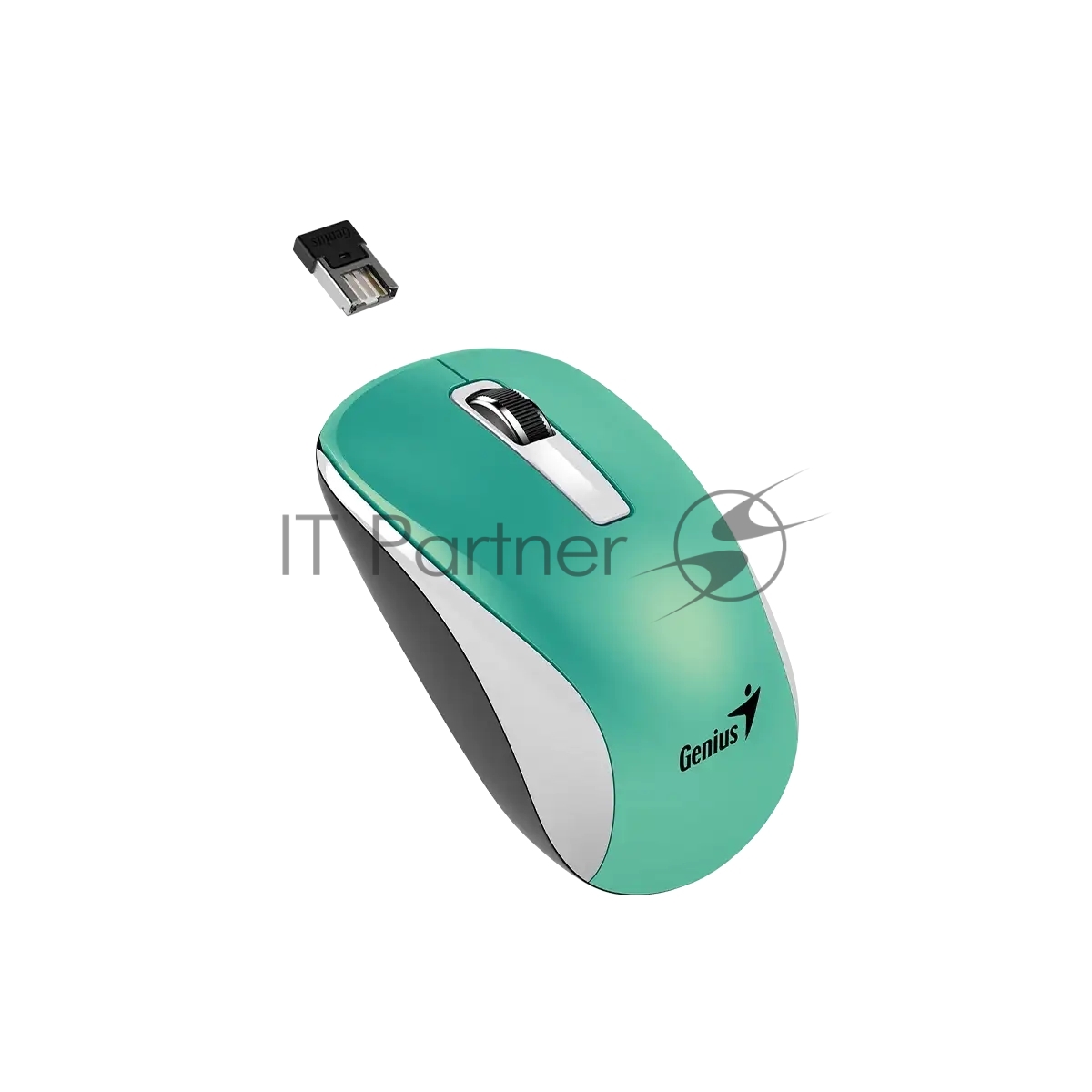 Мышь беспроводная Genius NX-7010 /1200 dpi/оптический/3 кнопки/USB-приемник/2,4 ГГц/батарея AA/бирюзовый (31030018404)