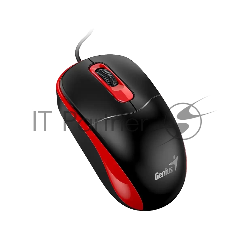 Мышь проводная Genius DX-111 /1200 dpi/оптический/3 кнопки/USB-A/кабель 1,5м/черно-красный (31010034403)