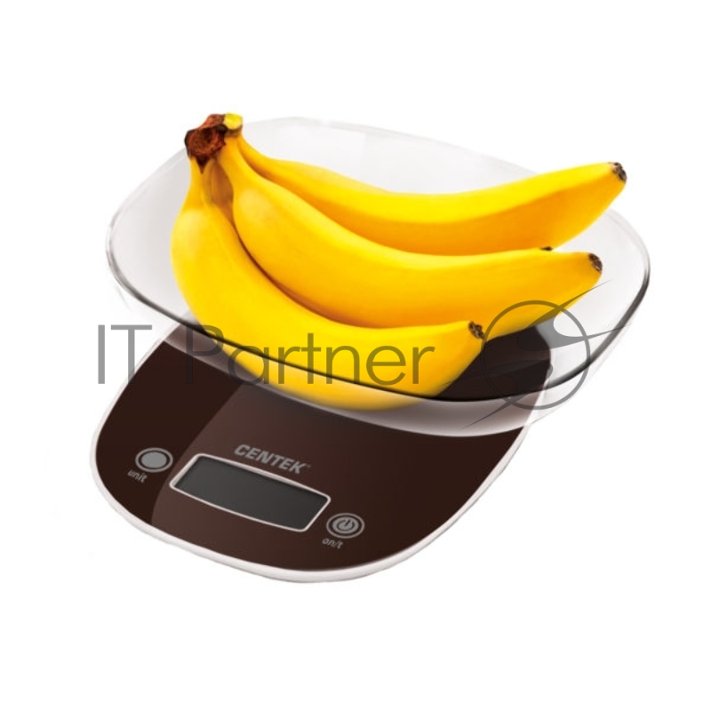 Весы кухонные Centek CT-2456 (шоколад) электр., max 7кг(!!!), шаг 1г, большая съемная чаша, дисплей