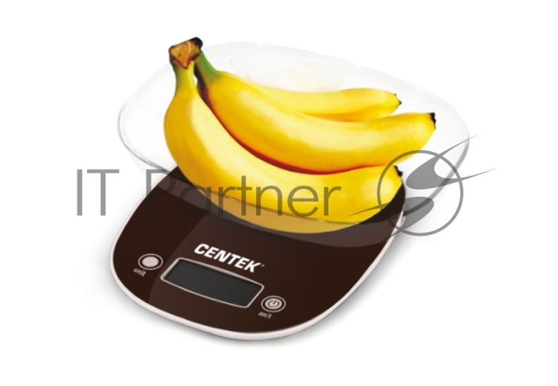 Весы кухонные Centek CT-2456 (шоколад) электр., max 7кг(!!!), шаг 1г, большая съемная чаша, дисплей