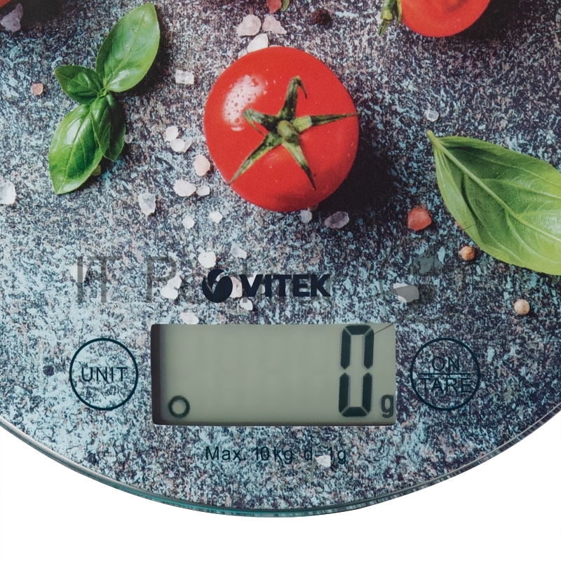 Весы кухонные электронные Vitek VT-8036 макс.вес:10кг серый/помидоры