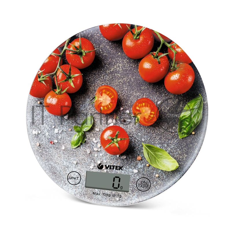Весы кухонные электронные Vitek VT-8036 макс.вес:10кг серый/помидоры