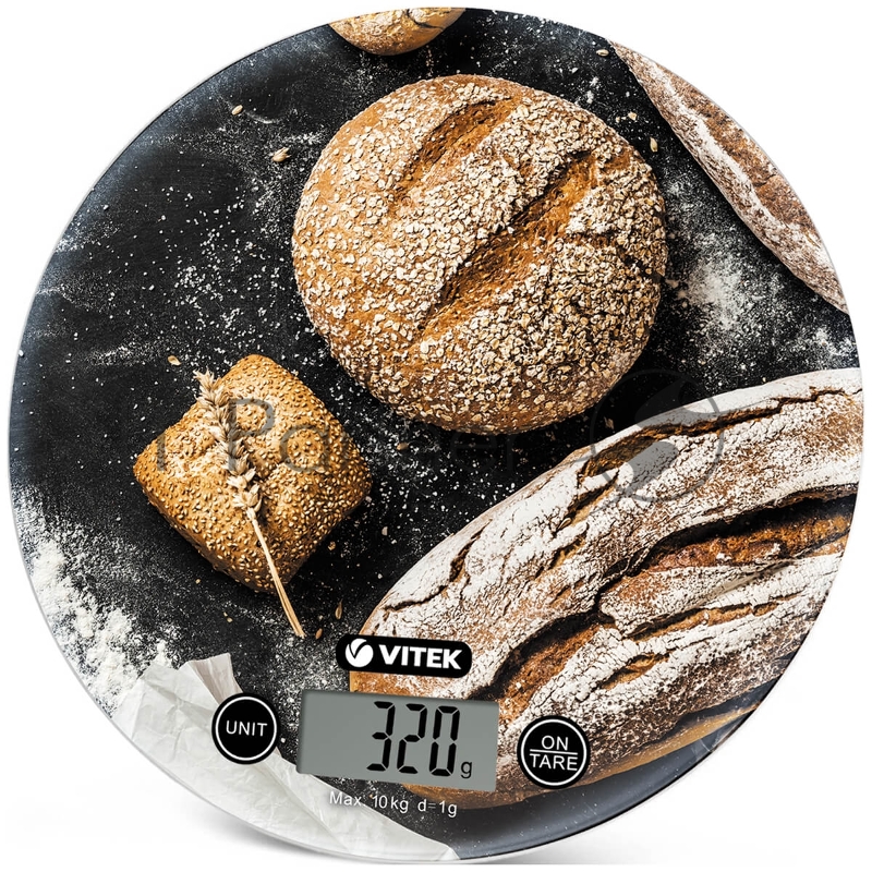 Весы кухонные электронные Vitek VT-8016 10 кг, круглые ХЛЕБ
