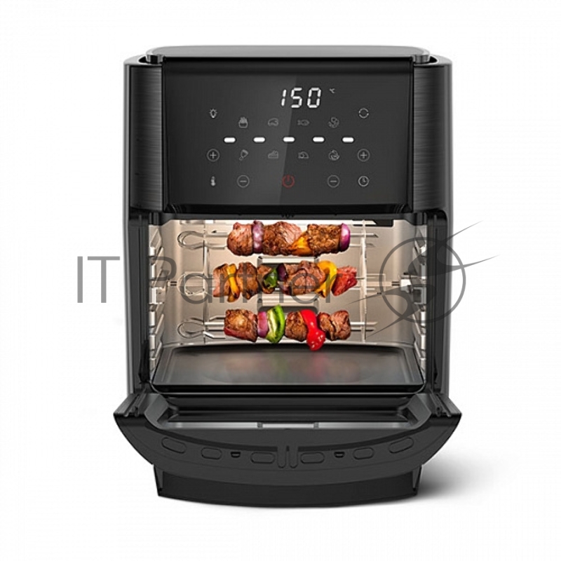 Аэрогриль BQ GR2009 черный, Мощность: 1800 Вт / Объем XXL 12л / Быстрая и равномерная циркуляция горячего воздуха Технология Air Cycle / Многофункциональный прибор 6 в 1: фритюрница, гриль, духовка, шашлычница, микроволновая печь (разогрев пищи), дег