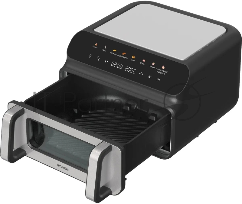 Аэрогриль Hyundai HYF-9080 2000Вт черный/серебристый