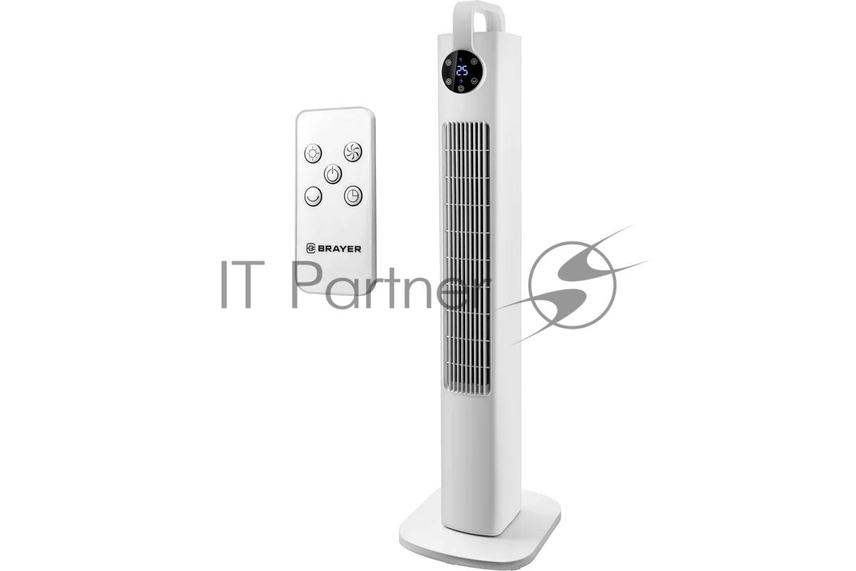 Колонный вентилятор BRAYER BR4957, эл..упр.,пульт ДУ,вращение,мощ-ть60Вт, LED дисплей, 3 скор.Таймер