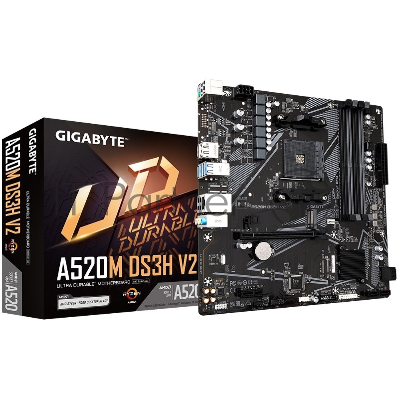 Материнская плата Gigabyte A520M DS3H V2 (V1.1), AM4, AMD A520, 4xDDR4, 4xSATA, 1xM.2, 1xPCIe 3.0 x16, 1xDP, 1xHDMI, 1x 1Gb LAN, 4xUSB 2.0, 4xUSB 3.2 Gen 1, 3x3.5 мм, 7.1, mATX